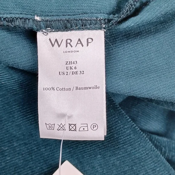 Wrap London Corduroy Shirt Dress Size 2 Women Cotton Long Sleeve Color Deep Teal - Picture 10 of 16